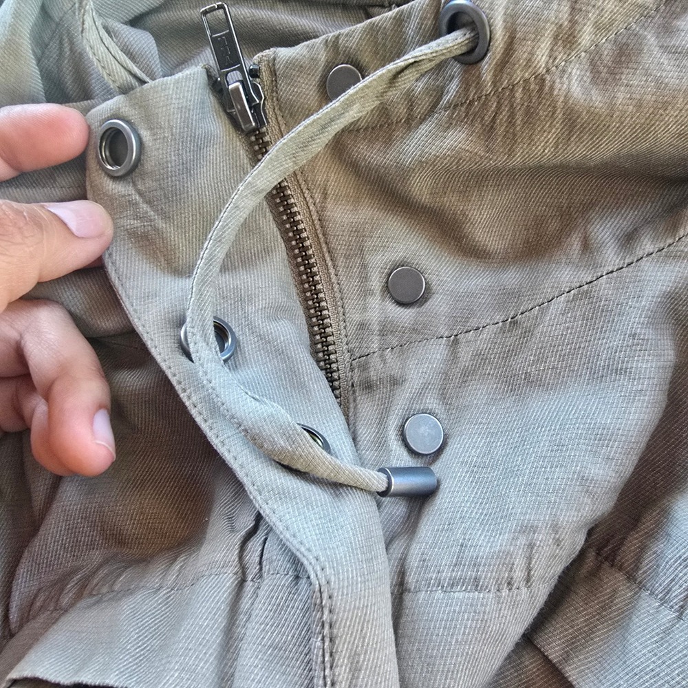 Eileen Fisher Organic Cotton Blend Hooded Parka Jacket Taupe F5CWL Large‎ - Picture 5 of 9